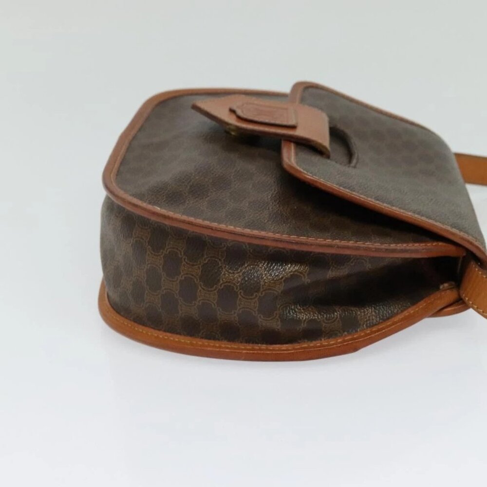 CELINE Macadam Canvas Shoulder Bag PVC Leather Brown Gold Auth 121435 - Picture 6 of 16